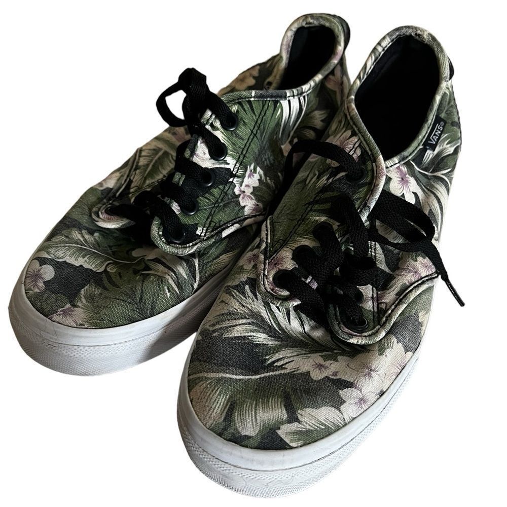 Vans Off the Wall Skate Shoes Tropical Hawaiian Floral Palm Frond Print Size 11
